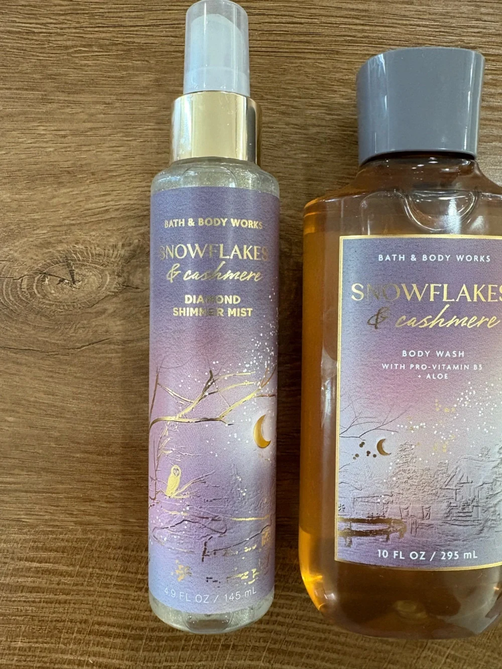 Bath & Body Works Snowflakes & Cashmere Shimmer Mist and Body Wash Set